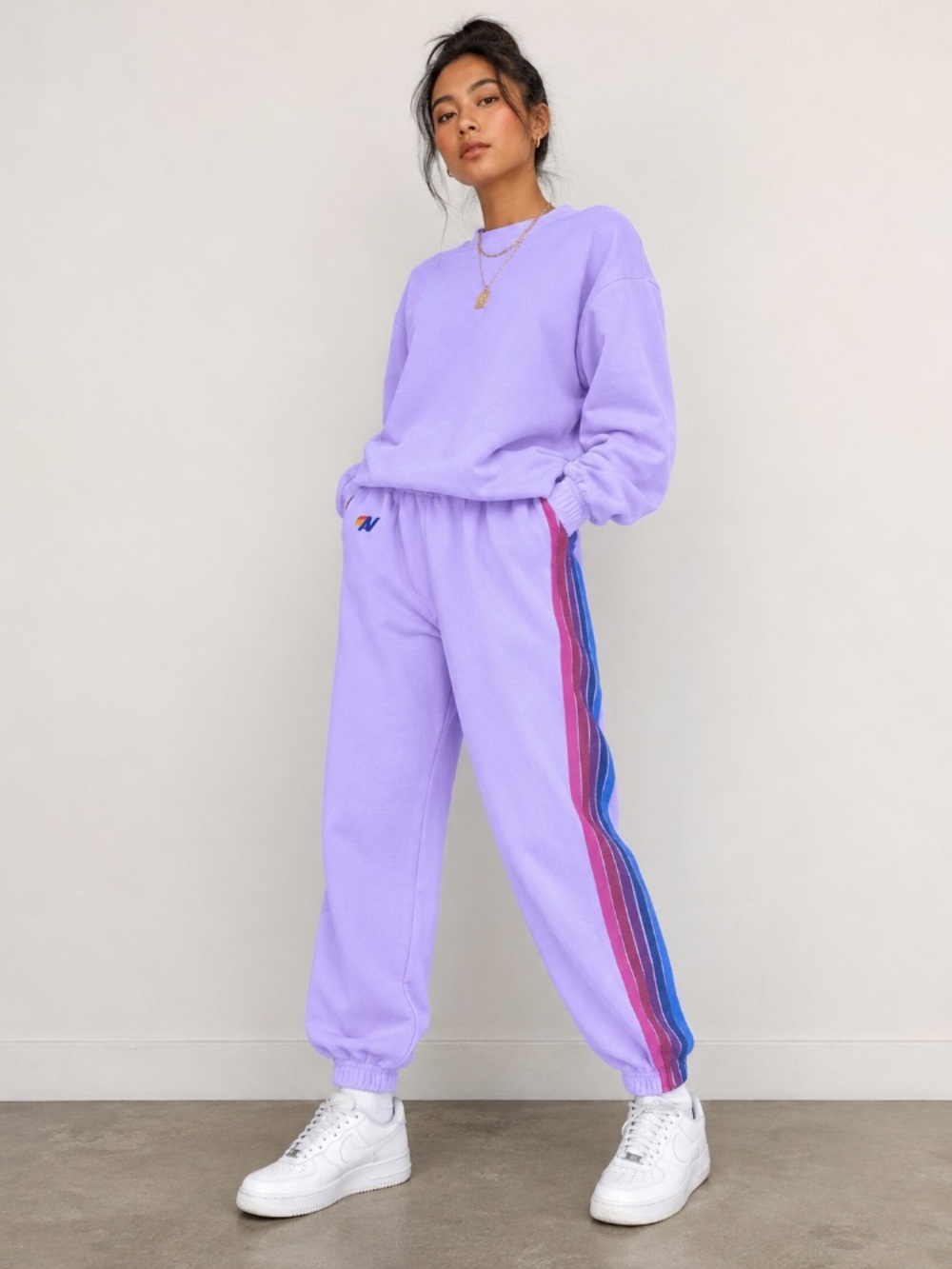 Aviator Nation Lilac Side-Stripe Sweatpants